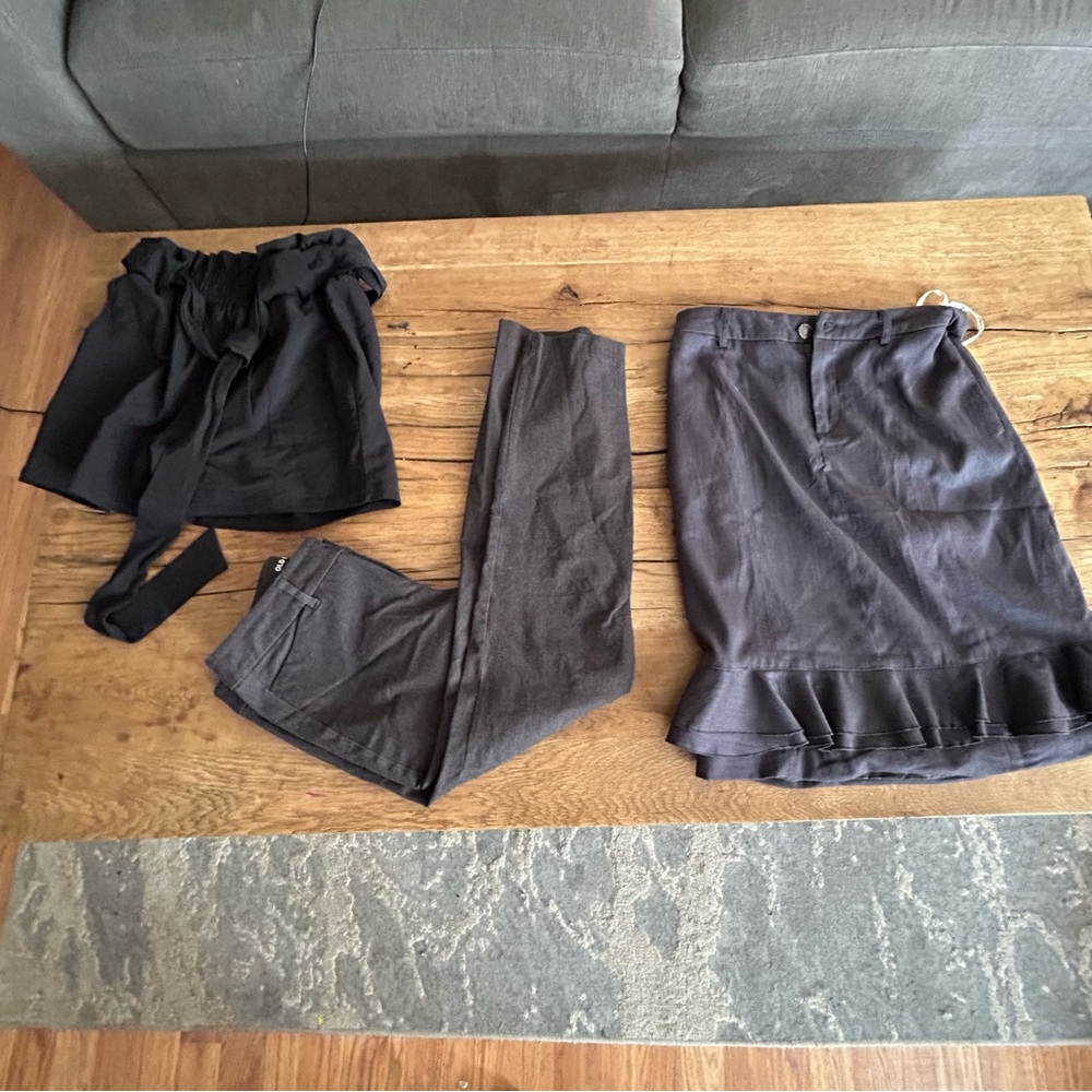Work bottoms bundle grey black shorts skirt pixie skinny pant size small 4